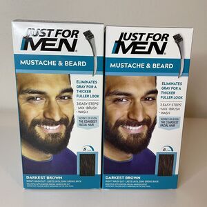 2 ct x Just For Men Mustache & Beard Coloring M-50 Darkest Brown